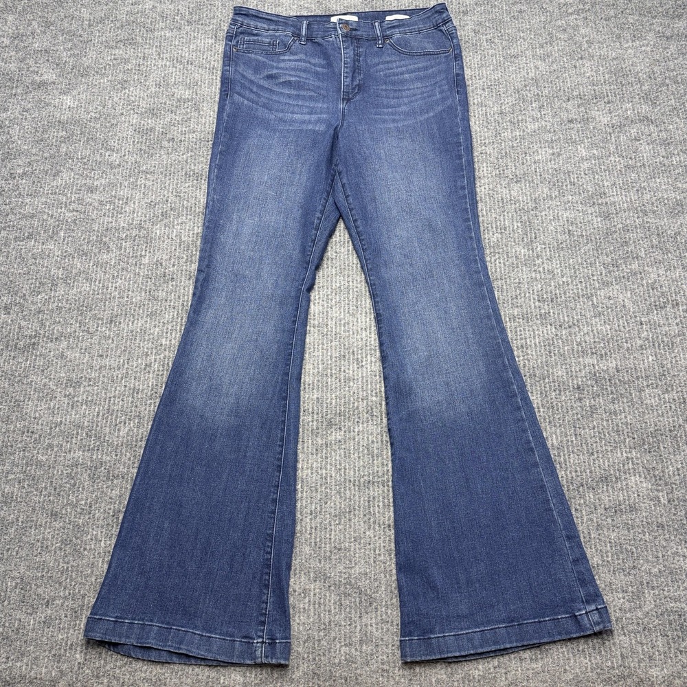 Sofia Jeans Melisa Flare Jeans Womens 10 Blue Dark Wash High Rise Stretch Denim